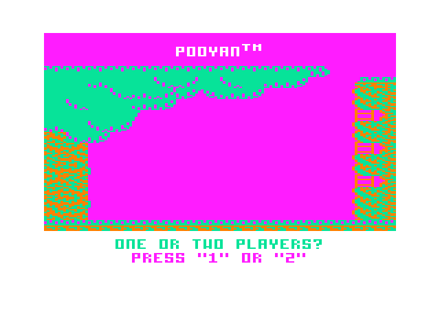 Pooyan TRS-80 Color Computer Screenshot: Start a 1 or 2 player game?