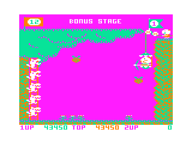 Pooyan TRS-80 Color Computer Screenshot: Bonus stage!