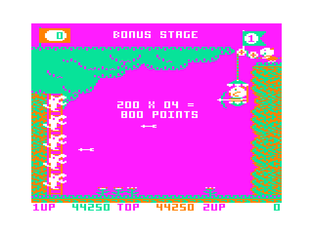 Pooyan TRS-80 Color Computer Screenshot: Bonus stage points.