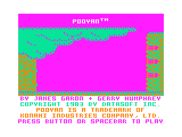 Pooyan TRS-80 Color Computer Screenshot: Title screen.