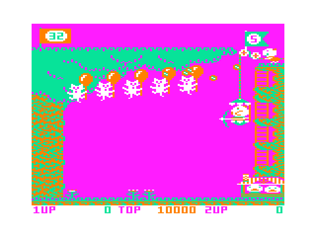 Pooyan TRS-80 Color Computer Screenshot: Game start.
