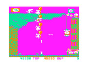 Pooyan for TRS-80 Color Computer - Arrows are deflected if you don't hit the balloons.
