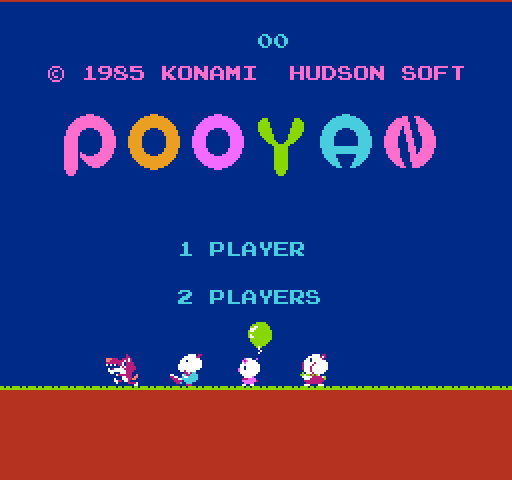 Pooyan NES / Famicom Screenshot: Title screen.
