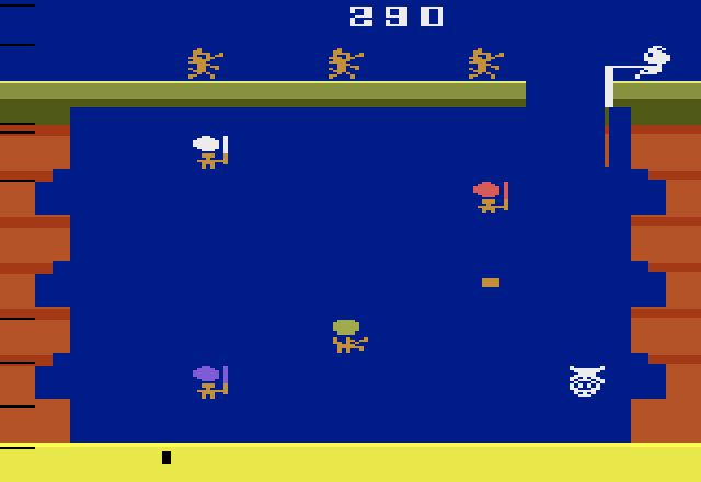 Pooyan Atari 2600 Screenshot: I'm was hit and am falling to the ground...