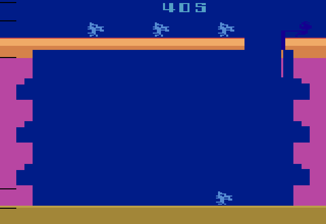Pooyan Atari 2600 Screenshot: Game over; the screen flashes different colors...
