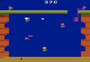 Pooyan for Atari 2600 - At the top of the rope you can launch projectiles at the wolves.