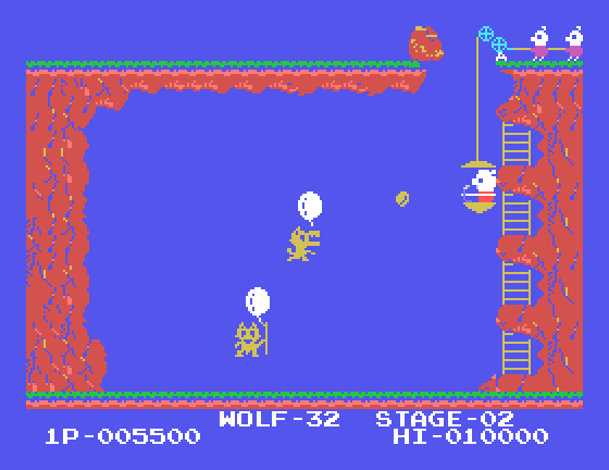 Pooyan Sord M5 Screenshot: Shoot the balloons before the wolves reach the top of the screen.