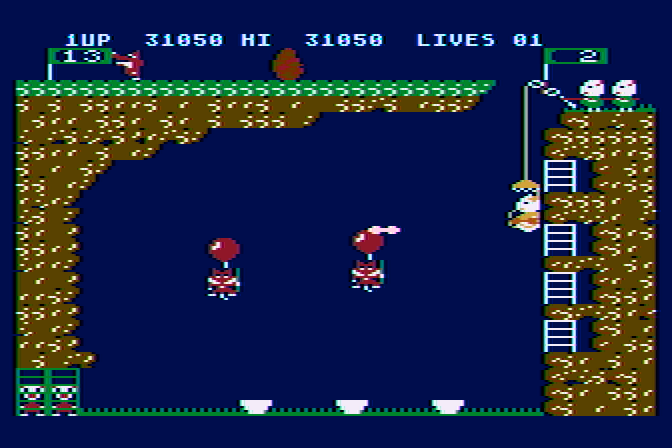 Pooyan Atari 8-bit Screenshot: The bonus round.