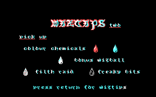 Wizball IBM PC/Compatibles Screenshot: Some Wiztips...