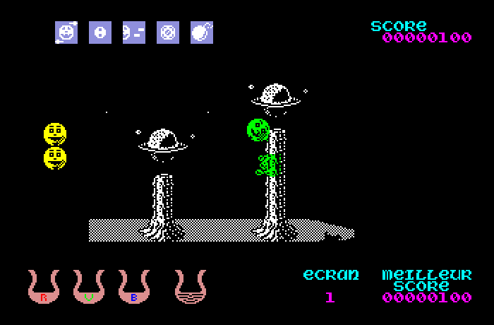 Wizball Thomson TO Screenshot: Bouncing between some obstacles...