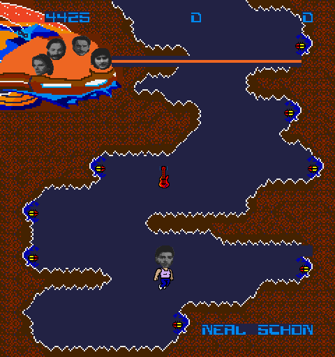 Journey Arcade Screenshot: Crash! Neal falls off of the screen...