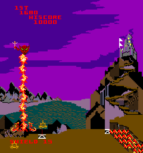 Satan's Hollow Arcade Screenshot: Avoid the flames!