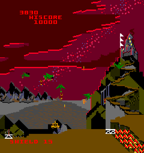 Satan's Hollow Arcade Screenshot: Avoid enemy fire...
