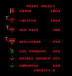 Satan's Hollow for Arcade - Point values displayed during attract mode.