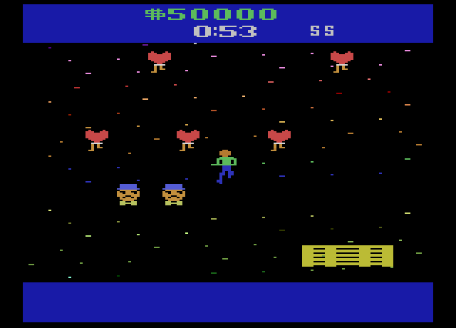 Journey Escape Atari 2600 Screenshot: Running past some groupies and shifty-eyed promoters...