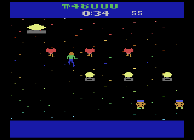 Journey Escape Atari 2600 Screenshot: The yellow circles are photographer flashes.