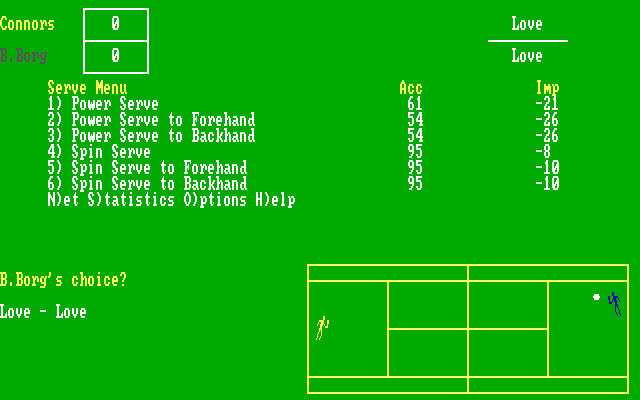 Break Point Pro Tennis IBM PC/Compatibles Screenshot: Game start.