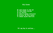 Break Point Pro Tennis for IBM PC/Compatibles - Help screen.