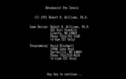 Break Point Pro Tennis for IBM PC/Compatibles - Copyright and credits screen.