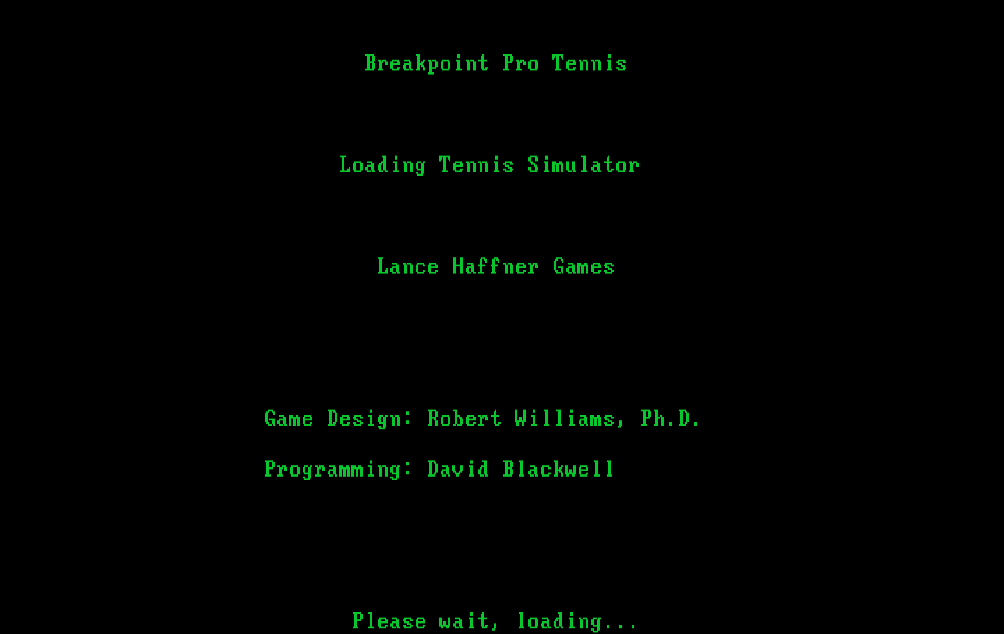 Break Point Pro Tennis IBM PC/Compatibles Screenshot: Loading the game...
