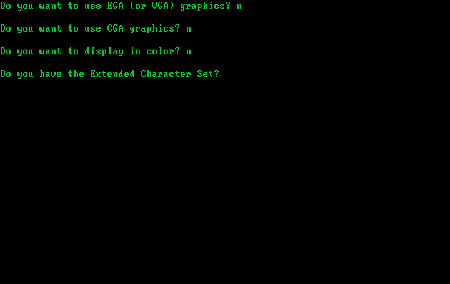 Break Point Pro Tennis IBM PC/Compatibles Screenshot: Choosing a display mode.