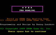 APBA Pro Bowling for IBM PC/Compatibles - Title screen.