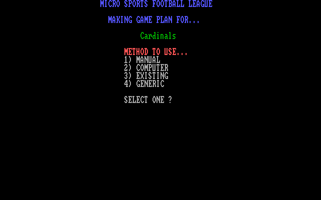 MSFL Pro League Football IBM PC/Compatibles Screenshot: Setup a game plan...