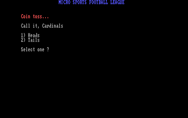 MSFL Pro League Football IBM PC/Compatibles Screenshot: The coin toss...