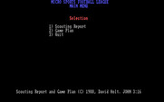 MSFL Pro League Football for IBM PC/Compatibles - Scouting program main menu.
