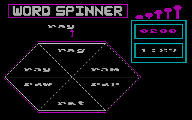 Word Spinner IBM PC/Compatibles Screenshot: Success! Level completed...