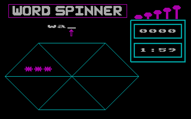 Word Spinner IBM PC/Compatibles Screenshot: Game start.