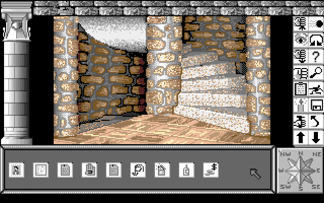 Chrono Quest Amiga Screenshot: Climbing up the stairs...
