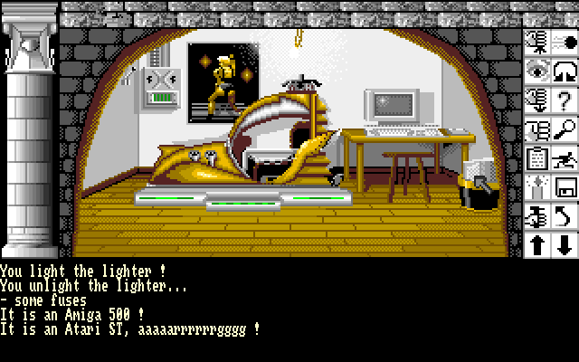 Chrono Quest Amiga Screenshot: A friendly rivalry between the Amiga and Atari ST...