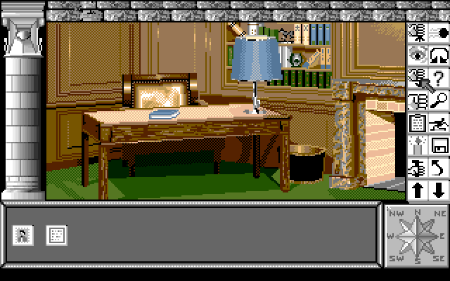 Chrono Quest Amiga Screenshot: The study; is there anything useful to take here?