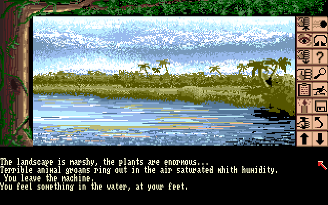 Chrono Quest Amiga Screenshot: Something is in the water! Be careful...