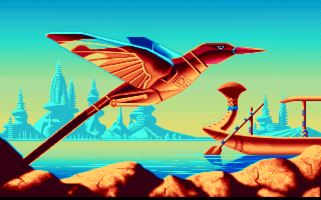 Chrono Quest Amiga Screenshot: Introduction graphics (English/German version).