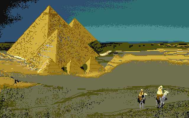 Chrono Quest Atari ST Screenshot: Arrived at the pyramids...