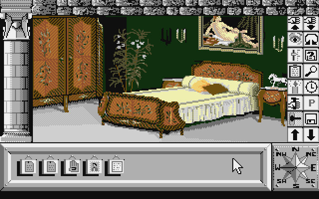 Chrono Quest Atari ST Screenshot: Exploring the bedroom...