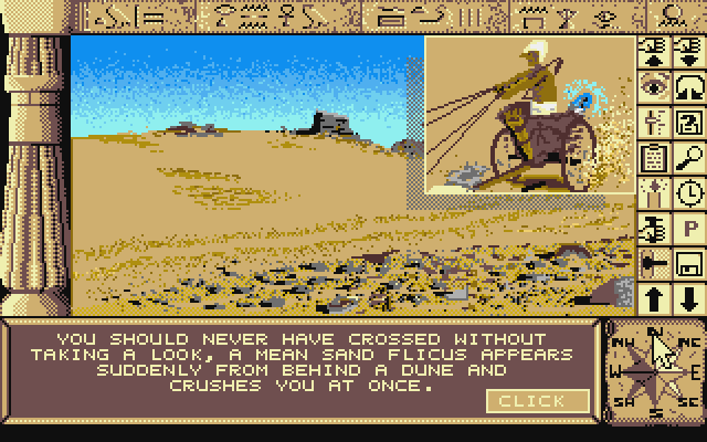 Chrono Quest Atari ST Screenshot: I've been run over! Game over...