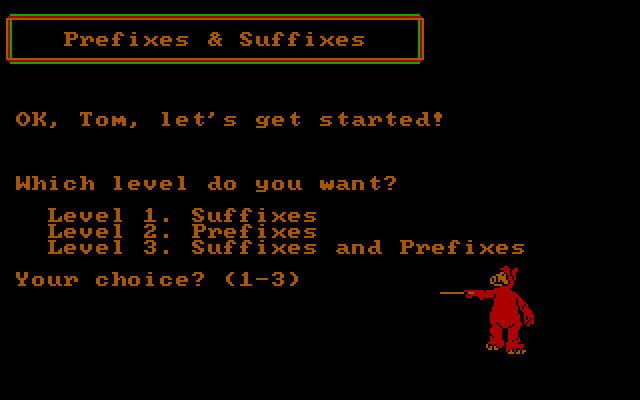 ALF's World of Words IBM PC/Compatibles Screenshot: What skill level do you want?