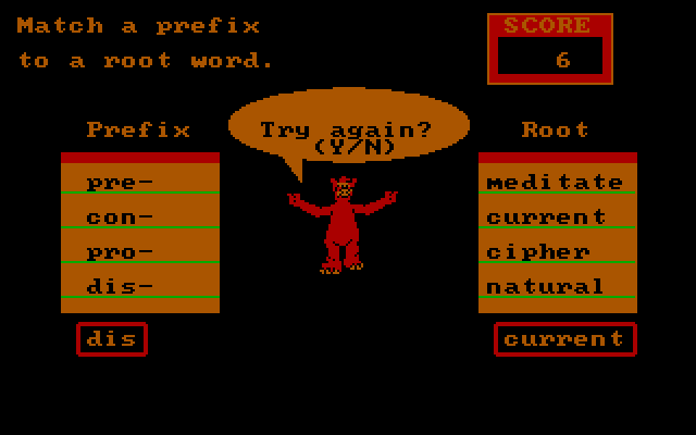 ALF's World of Words IBM PC/Compatibles Screenshot: Oops, try again?