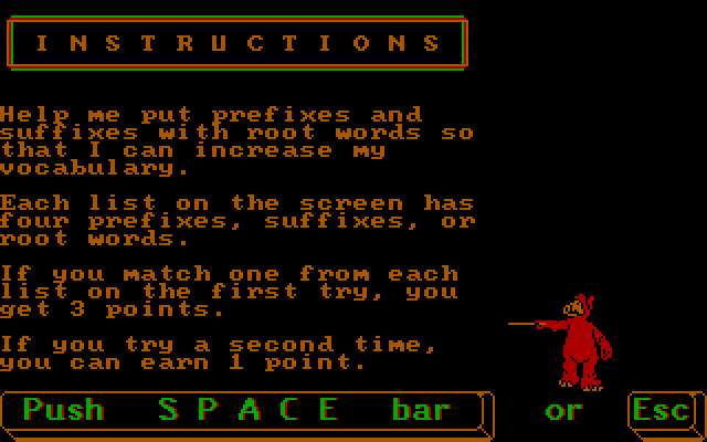 ALF's World of Words IBM PC/Compatibles Screenshot: Game instructions.