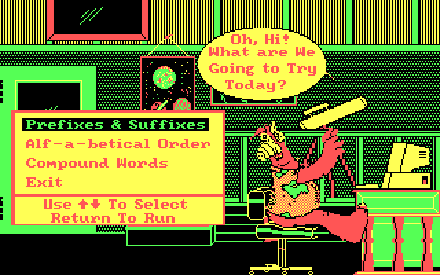 ALF's World of Words IBM PC/Compatibles Screenshot: Choose an exercise...