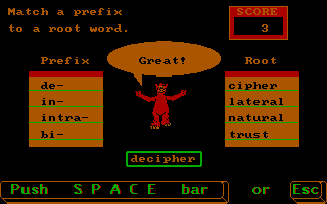 ALF's World of Words IBM PC/Compatibles Screenshot: A correct answer!
