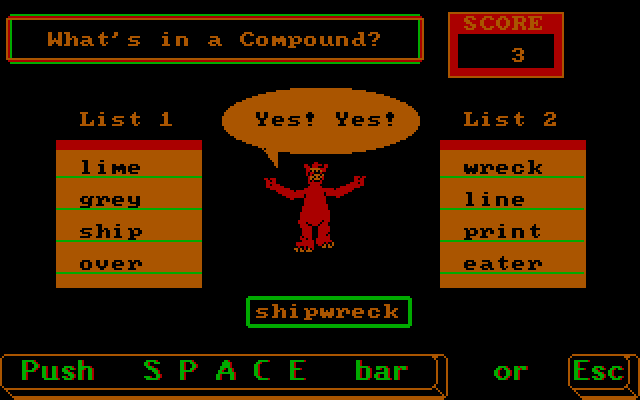ALF's World of Words IBM PC/Compatibles Screenshot: That's right!
