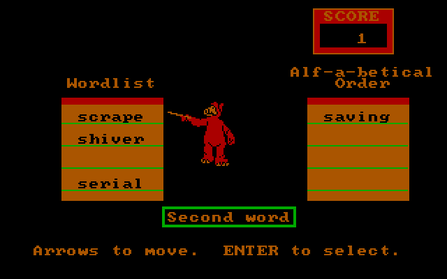 ALF's World of Words IBM PC/Compatibles Screenshot: I got the first word, now what's the second?