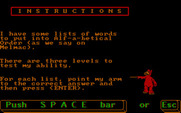 ALF's World of Words for IBM PC/Compatibles - Alf-a-betical Order instructions.