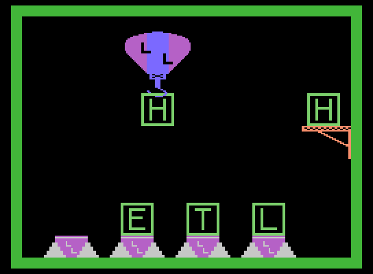 Learning with Leeper ColecoVision Screenshot: A match! The "H" is carried away...