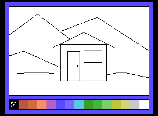 Learning with Leeper ColecoVision Screenshot: Start painting with just a stick figure drawing.