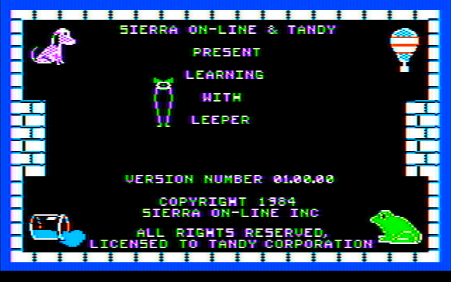 Learning with Leeper IBM PC/Compatibles Screenshot: Title screen.